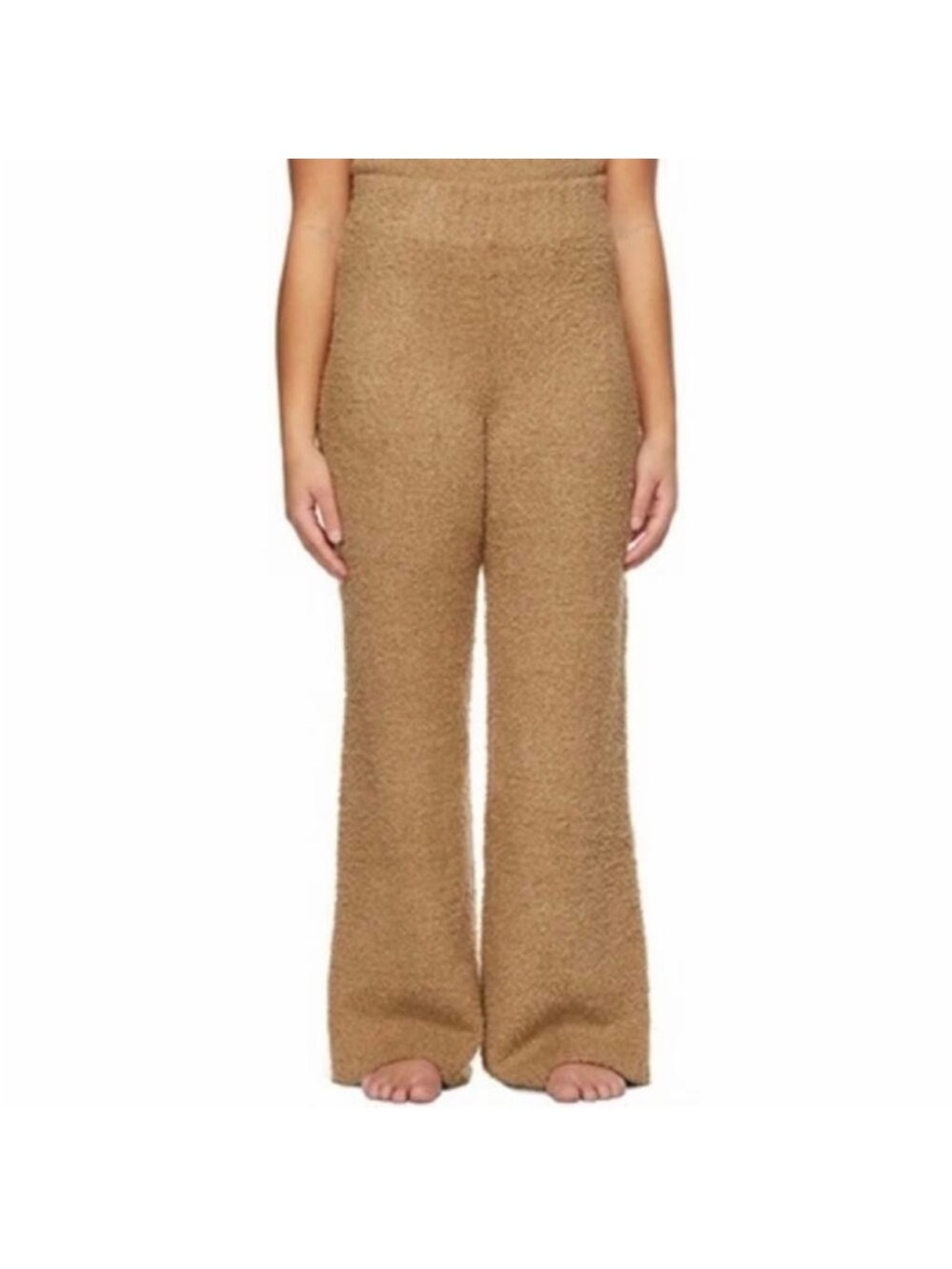 Skims Tan Cozy Knit High Rise Wide Leg Pants Sz L/XL